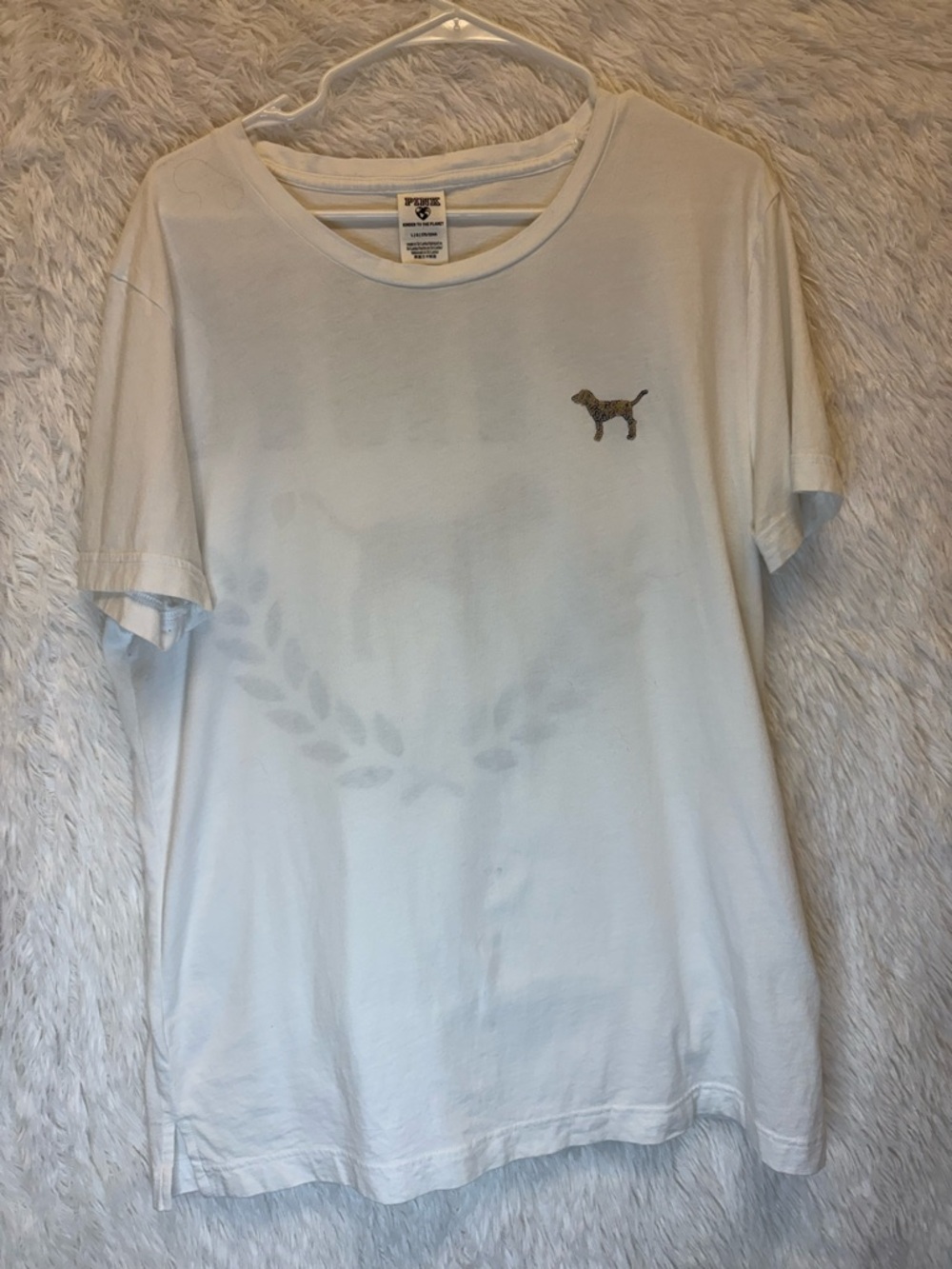 2 PINK Victoria's Secret Sequined White T-Shirts | Size Large 🩶 - Picture 5 of 17